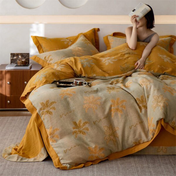 A-Grade Retro Double-Layer Gauze Cotton Jacquard Bedding Set | Yedwo