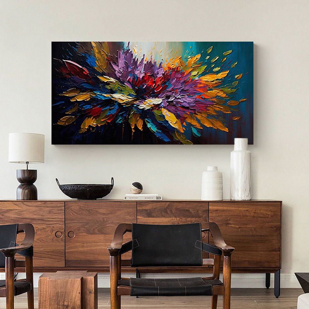 Abstract Colored Floral Painting Canvas Wall Art | Yedwo - Image 4