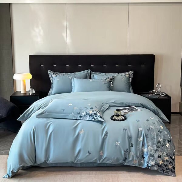 Butterfly Embroidered Long-Staple Cotton Bedding Set | Yedwo Design