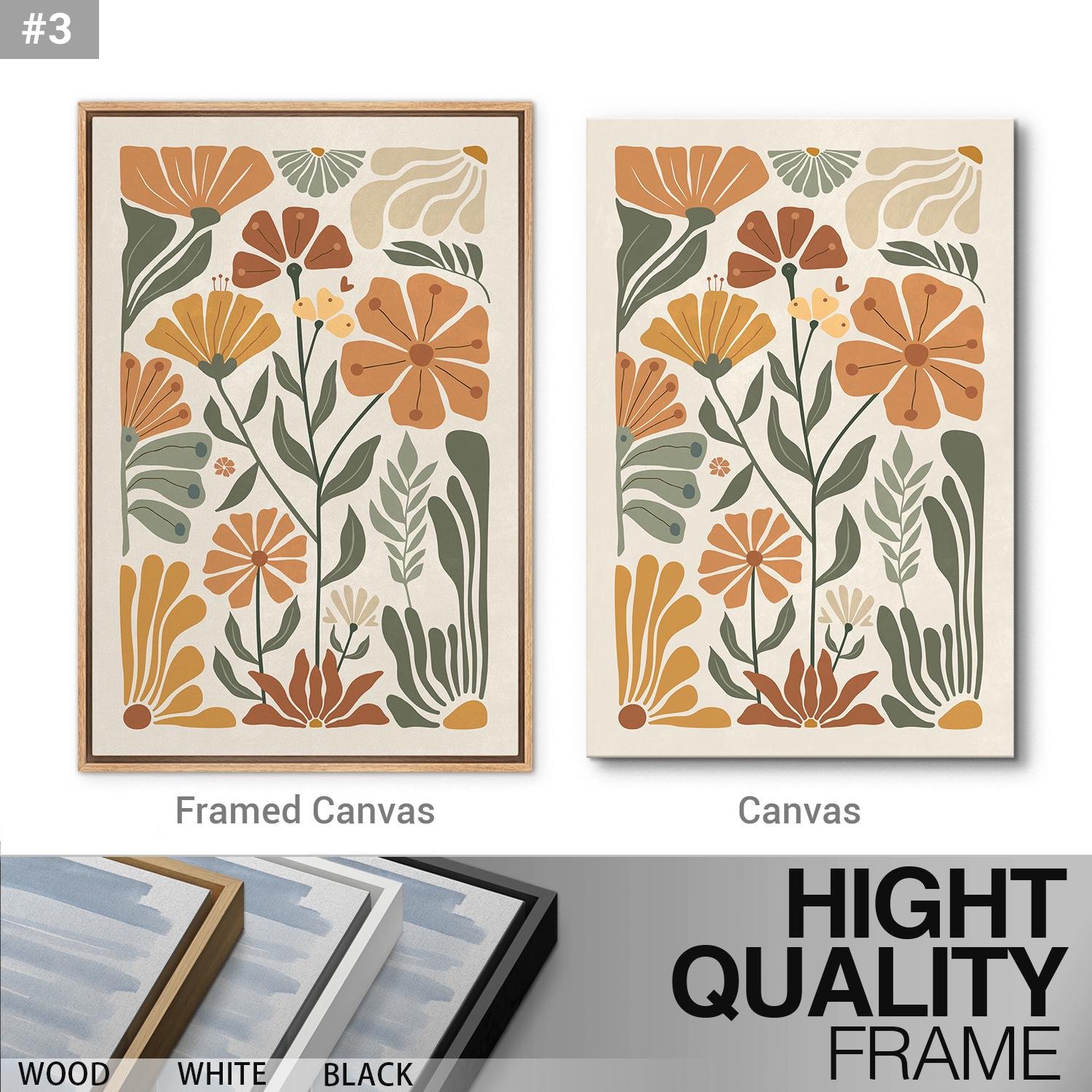 Framed Modern Wildflower Floral Prints Canvas Wall Art | Yedwo - Image 5