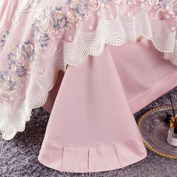 Luxury European Cotton-Silk Blend Wedding Bedding Set with Lace Trim | Yedwo - Image 10