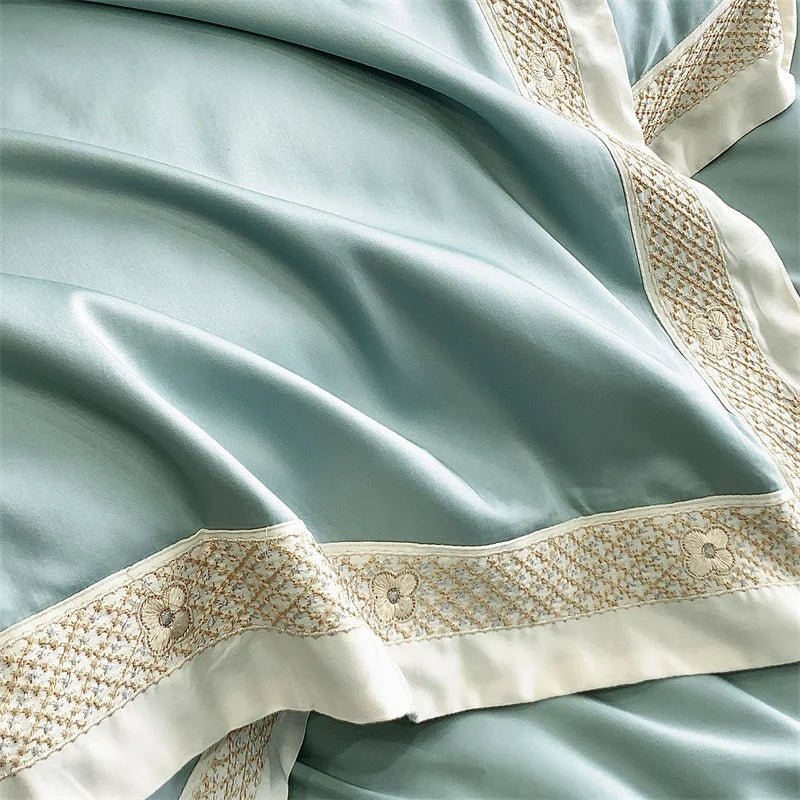 Luxury Gold Embroidery Edge 600TC Egyptian Cotton Duvet Cover Set | Yedwo - Image 7