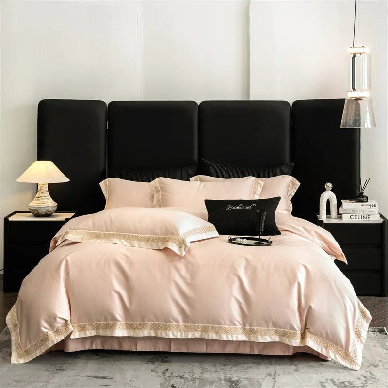Luxury Gold Embroidery Edge 600TC Egyptian Cotton Duvet Cover Set | Yedwo - Image 5
