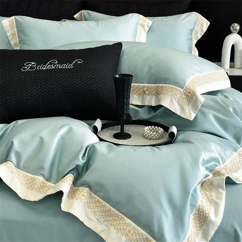Luxury Gold Embroidery Edge 600TC Egyptian Cotton Duvet Cover Set | Yedwo - Image 8