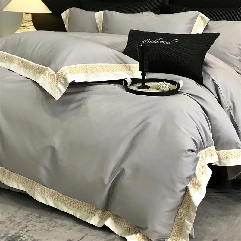 Luxury Gold Embroidery Edge 600TC Egyptian Cotton Duvet Cover Set | Yedwo - Image 13
