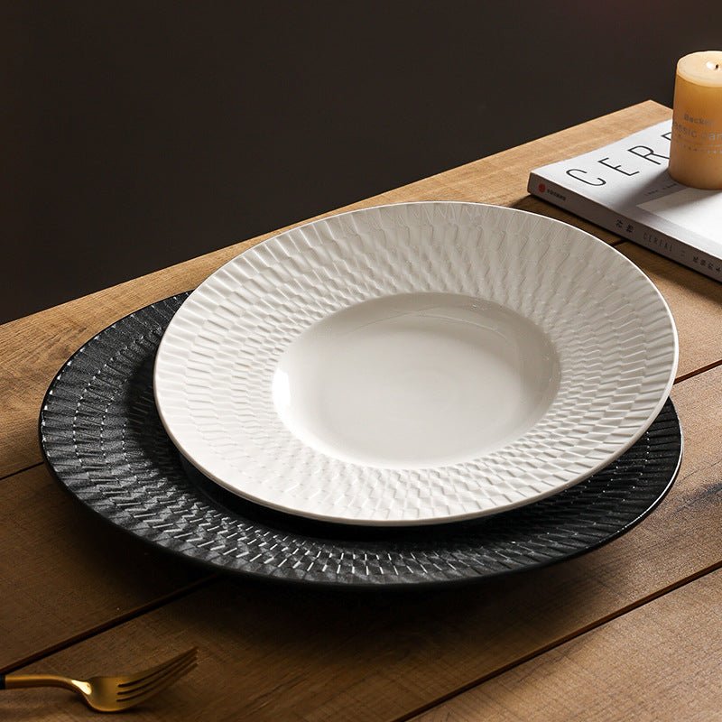 Minimalist Woven Relief Ceramic Dinner Plate | Yedwo Design - Image 3
