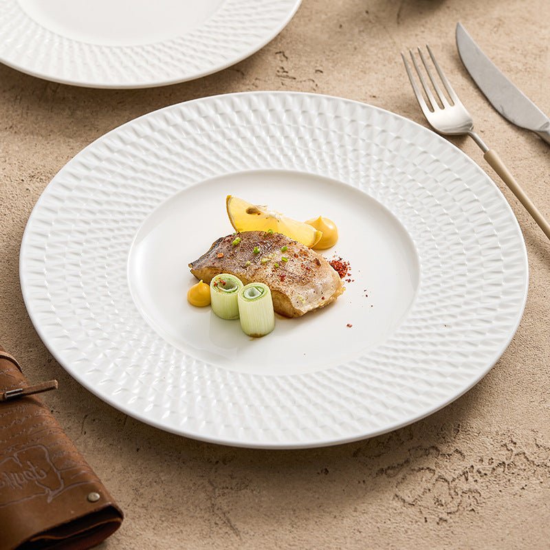Minimalist Woven Relief Ceramic Dinner Plate | Yedwo Design - Image 11