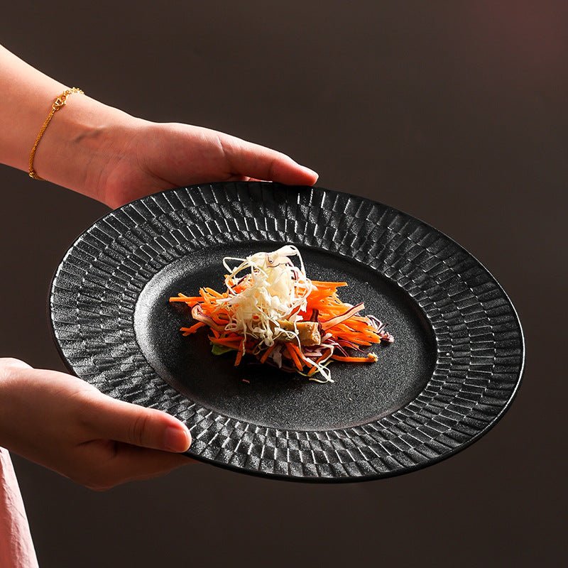 Minimalist Woven Relief Ceramic Dinner Plate | Yedwo Design - Image 4