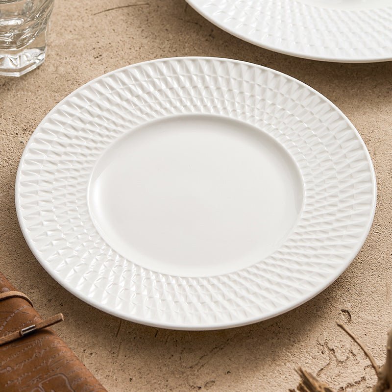 Minimalist Woven Relief Ceramic Dinner Plate | Yedwo Design - Image 12