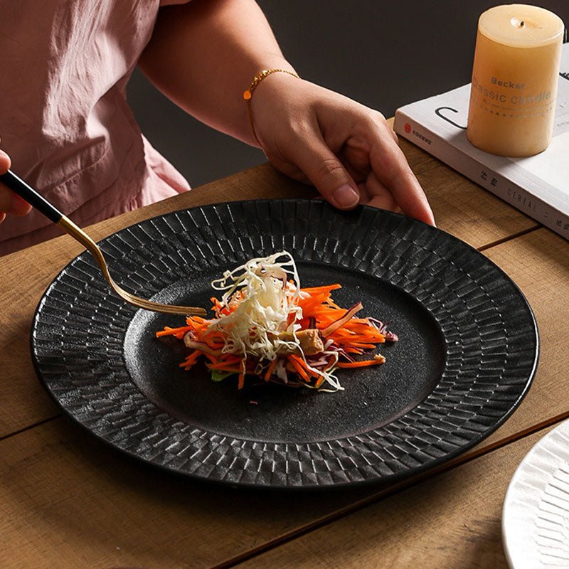 Minimalist Woven Relief Ceramic Dinner Plate | Yedwo Design - Image 10