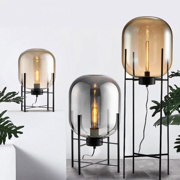 Modern Industrial Smoke Gray Glass Floor Lamp | Yedwo Design