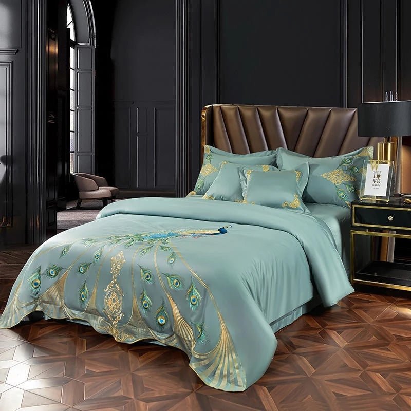 Luxury Peacock Embroidery Egyptian Cotton Duvet Cover | Yedwo Home - Image 2